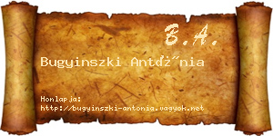 Bugyinszki Antónia névjegykártya